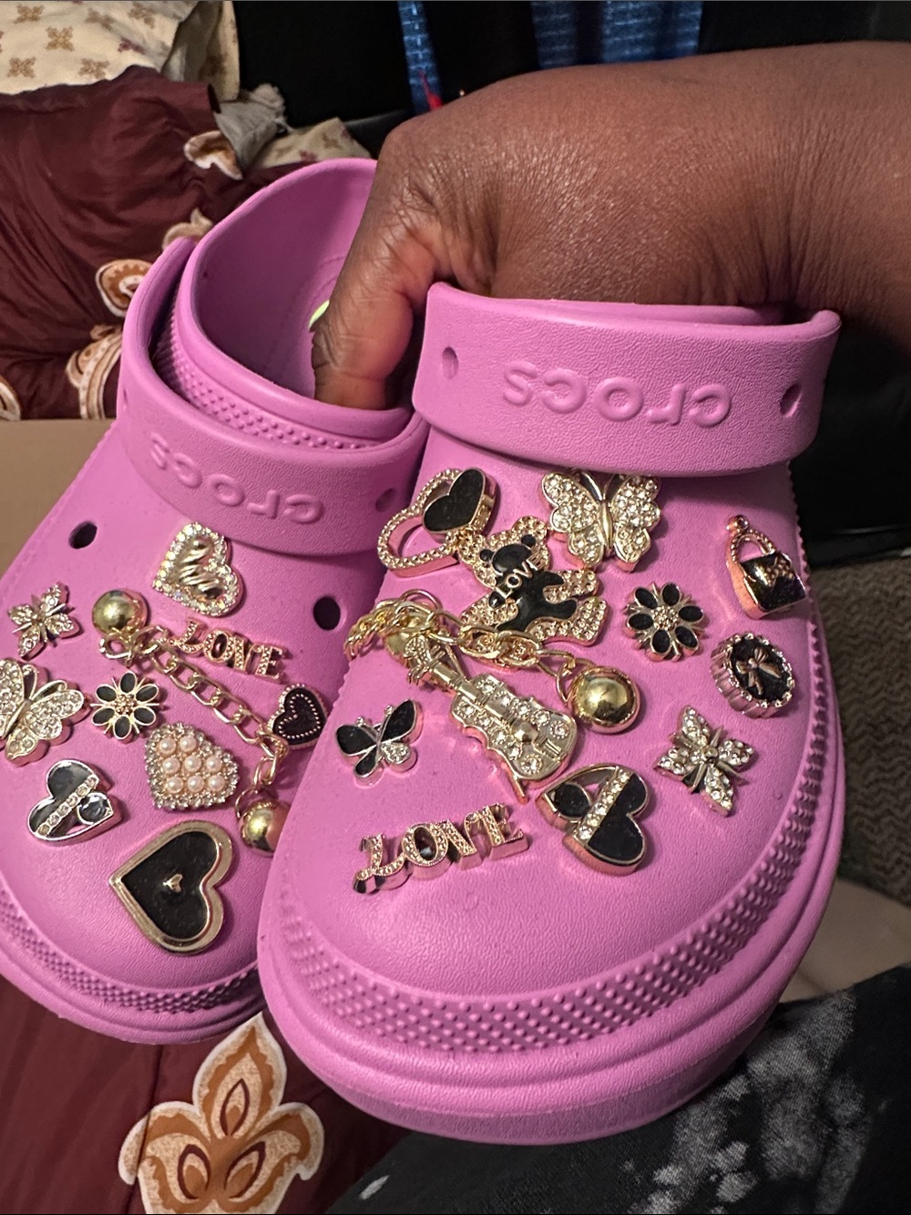 Pink Platform Clog Sandals with Charm Accents - Picture 2 of 3